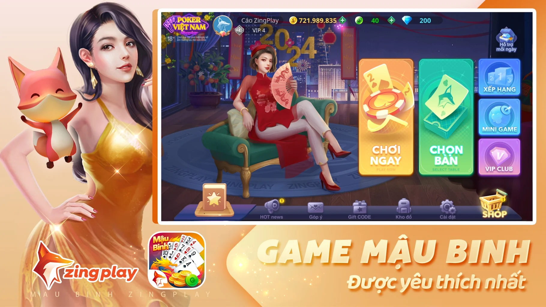 Poker VN ZingPlay ( Mậu Binh)